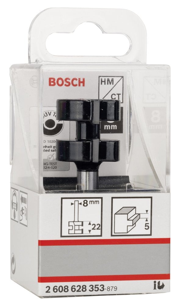 Bosch - Standard Seri Ahşap İçin Çift Oluklu, Sert Metal Dilli Birleşim Frezesi 8*25*58 mm - Resim 2