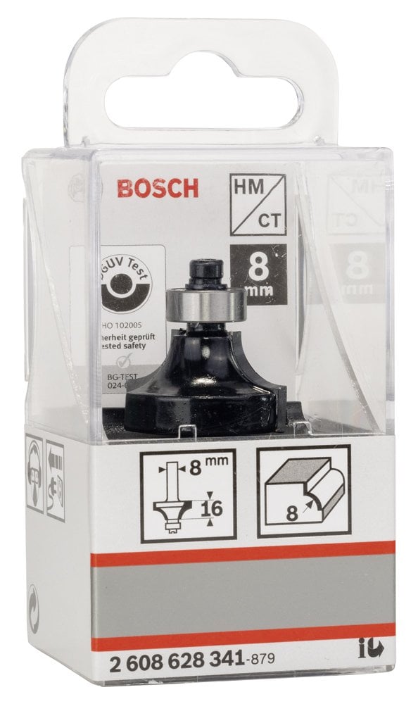Bosch - Standard Seri Ahşap İçin Çift Oluklu, Sert Metal Bilya Yataklı Yuvarlama Frezesi 8*8*53 mm - Resim 2