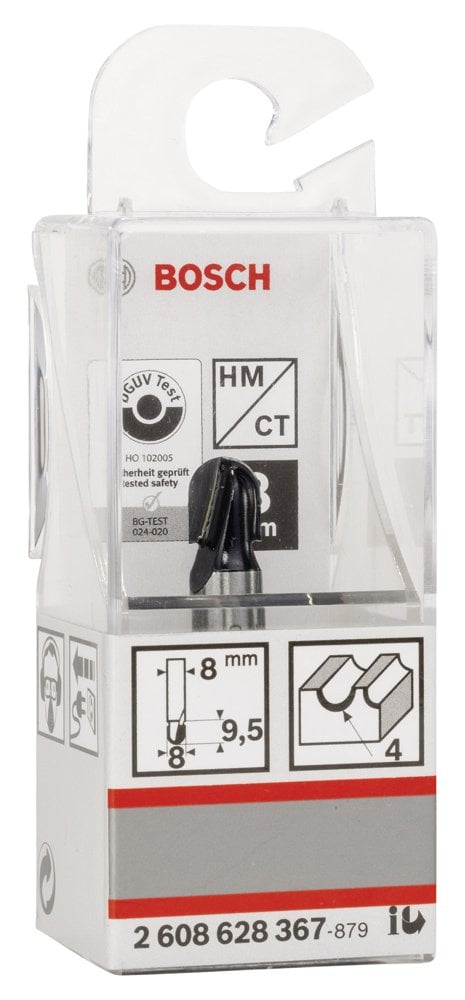 Bosch - Standard Seri Ahşap İçin Çift Oluklu, Sert Metal Dalma Yarımay Freze 8*8*40*4 mm - Resim 2