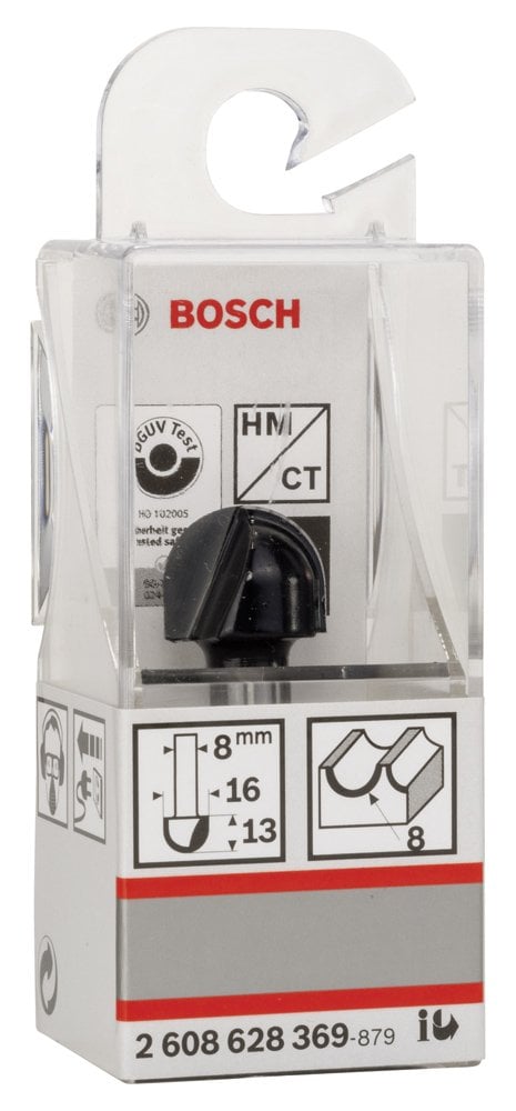 Bosch - Standard Seri Ahşap İçin Çift Oluklu, Sert Metal Dalma Yarımay Freze 8*16*45*8 mm - Resim 2