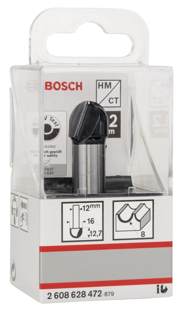 Bosch - Standard Seri Ahşap İçin Çift Oluklu, Sert Metal Dalma Yarımay Freze 12*16*54*8 mm - Resim 2