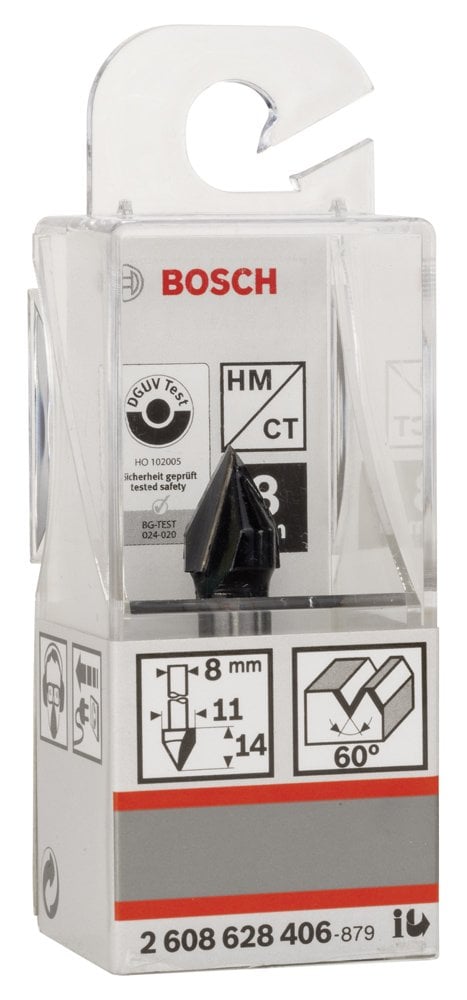 Bosch - Standard Seri Ahşap İçin Çift Oluklu Sert Metal V-Kanal Freze 8*11*45 mm - Resim 2