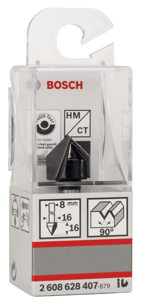 Bosch - Standard Seri Ahşap İçin Çift Oluklu Sert Metal V-Kanal Freze 8*16*45 mm - Resim 2