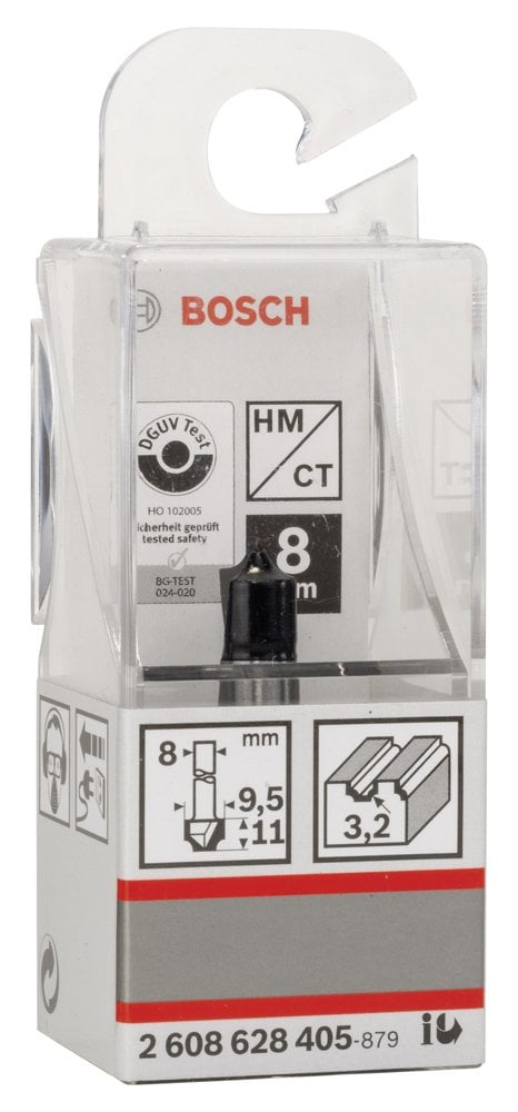 Bosch - Standard Seri Ahşap İçin Tek Oluklu Sert Metal Çeyrek Parmak Freze 8*9,5*41mm - Resim 2
