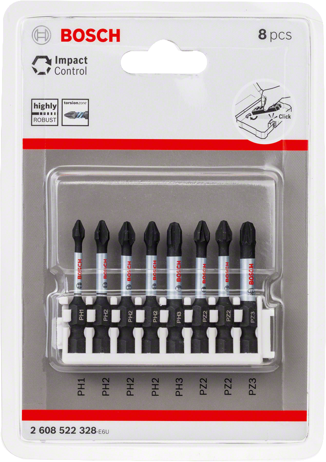 Bosch - Impact Control Serisi Vidalama Ucu 8'li PH1/PH2x3/PH3/PZ2x2/PZ3 *50mm - Resim 2