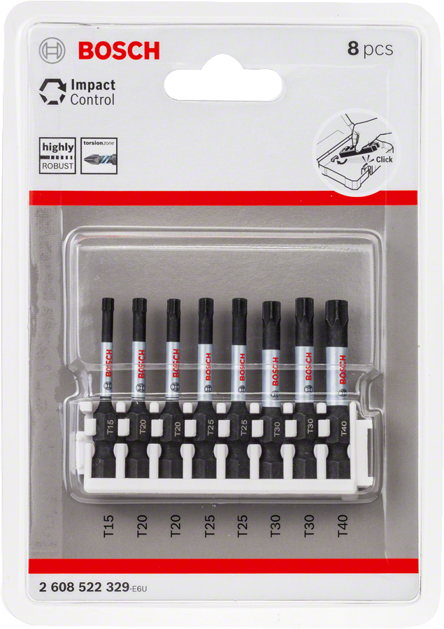 Bosch - Impact Control Serisi Vidalama Ucu 8'li T15/T20x2/T25x2/T30x2/T40 *50mm - Resim 2