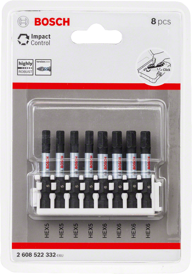 Bosch - Impact Control Serisi Vidalama Ucu 8'li H5x4/H6x4 *50mm - Resim 2