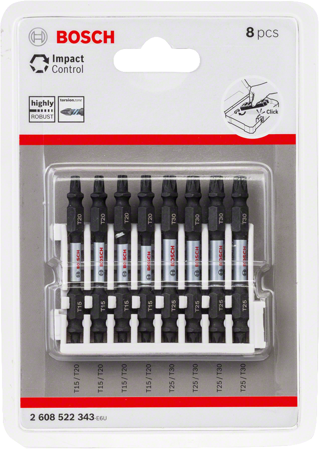 Bosch - Impact Control Serisi Çift Taraflı Vidalama Ucu 8'li T15/20x4 T25/30x4 *65mm - Resim 2
