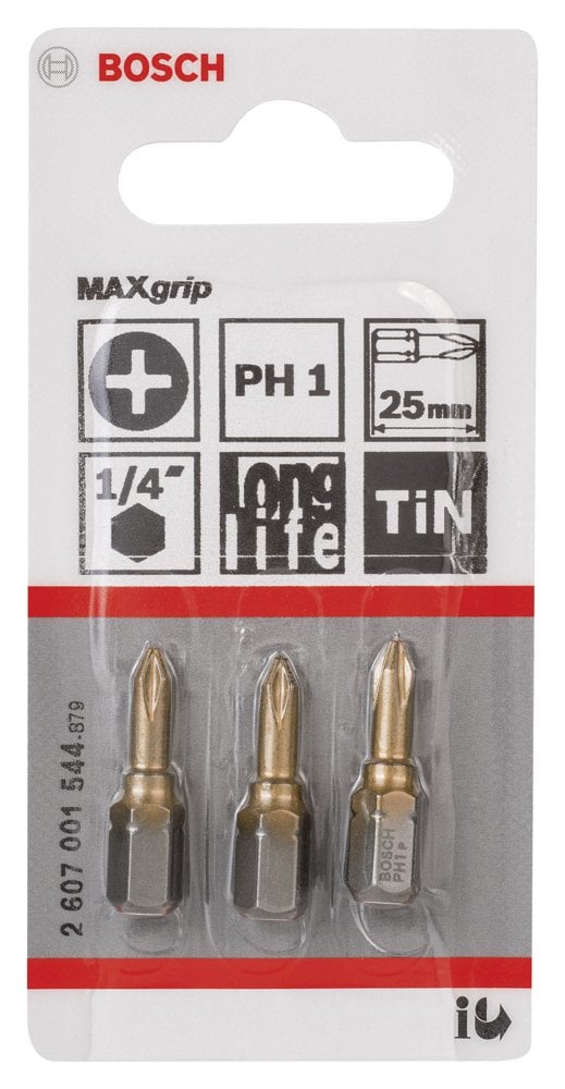 Bosch - Max Grip Serisi Vidalama Ucu PH1*25 mm 3'lü - Resim 2
