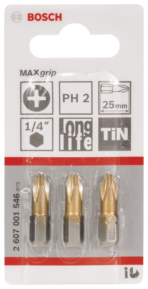 Bosch - Max Grip Serisi Vidalama Ucu PH2*25 mm 3'lü - Resim 2