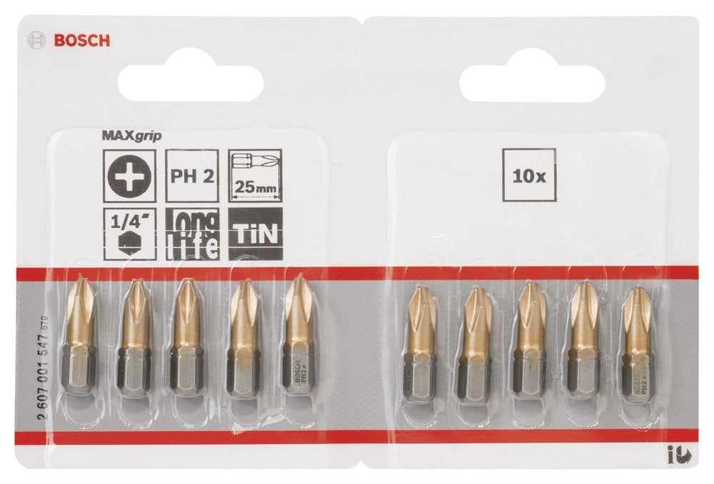 Bosch - Max Grip Serisi Vidalama Ucu PH2*25 mm 10'lu - Resim 2