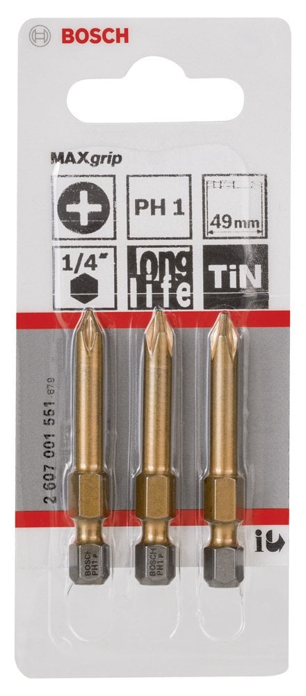 Bosch - Max Grip Serisi Vidalama Ucu PH1*49 mm 3'lü - Resim 2