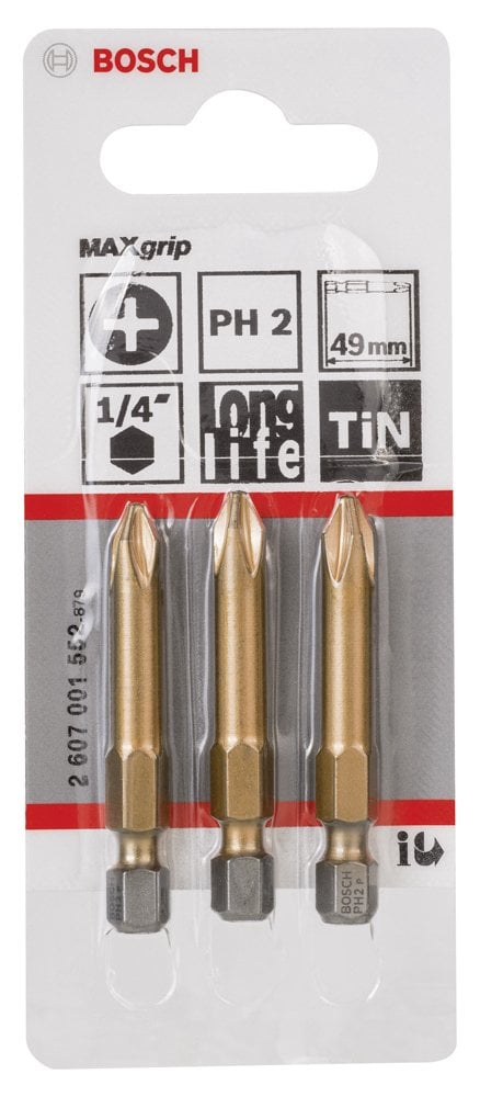 Bosch - Max Grip Serisi Vidalama Ucu PH2*49 mm 3'lü - Resim 2