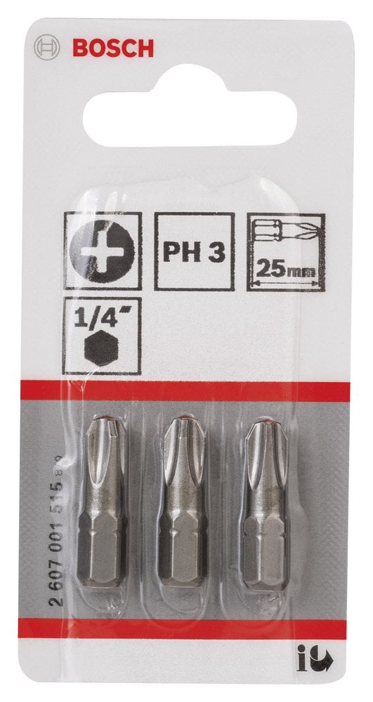 Bosch - Extra Hard Serisi Vidalama Ucu PH3*25 mm 3'lü - Resim 2