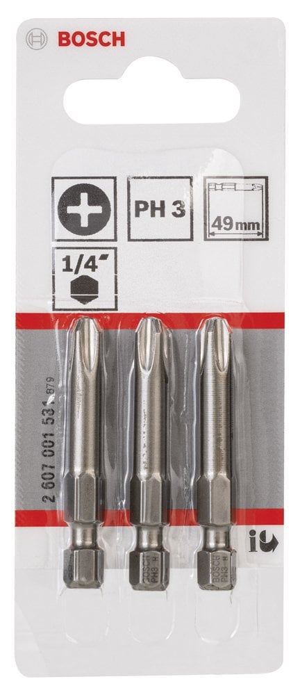 Bosch - Extra Hard Serisi Vidalama Ucu PH3*49 mm 3'lü - Resim 2