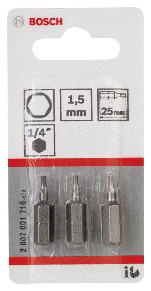 Bosch - Extra Hard Serisi HEX1.5*25 mm 3'lü - Resim 2