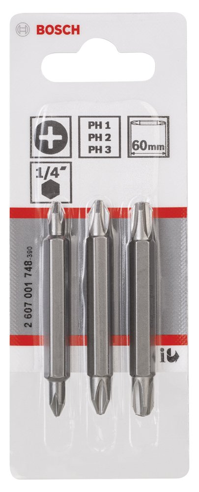 Bosch - Çift Taraflı Vidalama ucu PH1/2/3*60 mm 3'lü - Resim 2