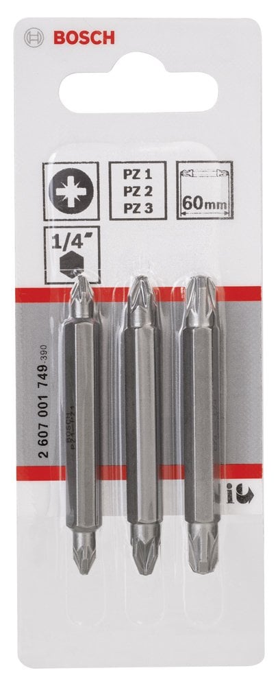 Bosch - Çift Taraflı Vidalama ucu PZ1/2/3*60 mm 3'lü - Resim 2