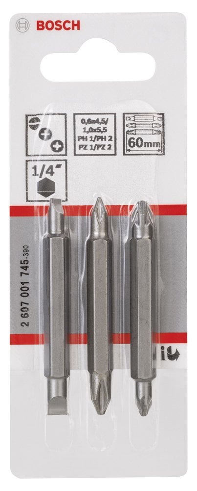 Bosch - Çift Taraflı Vidalama ucu PH1/PZ1/S0*60 mm 3'lü - Resim 2