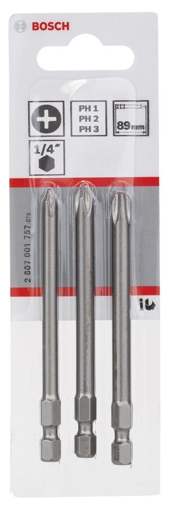 Bosch - 3 Parçalı Extra Hard Serisi Vidalama Ucu Seti PH1/2/3*89 mm - Resim 2