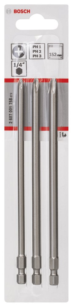 Bosch - 3 Parçalı Extra Hard Serisi Vidalama Ucu Seti PH1/2/3*152 mm - Resim 2