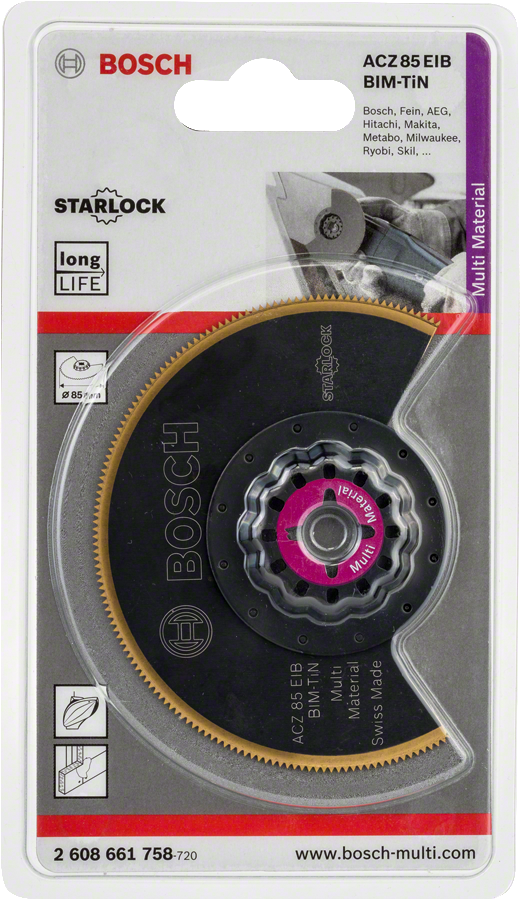 Bosch - Starlock - ACZ 85 EIB - BIM-TIN Çoklu Malzeme İçin Segman Testere Bıçağı, Bombeli 1'li - Resim 2