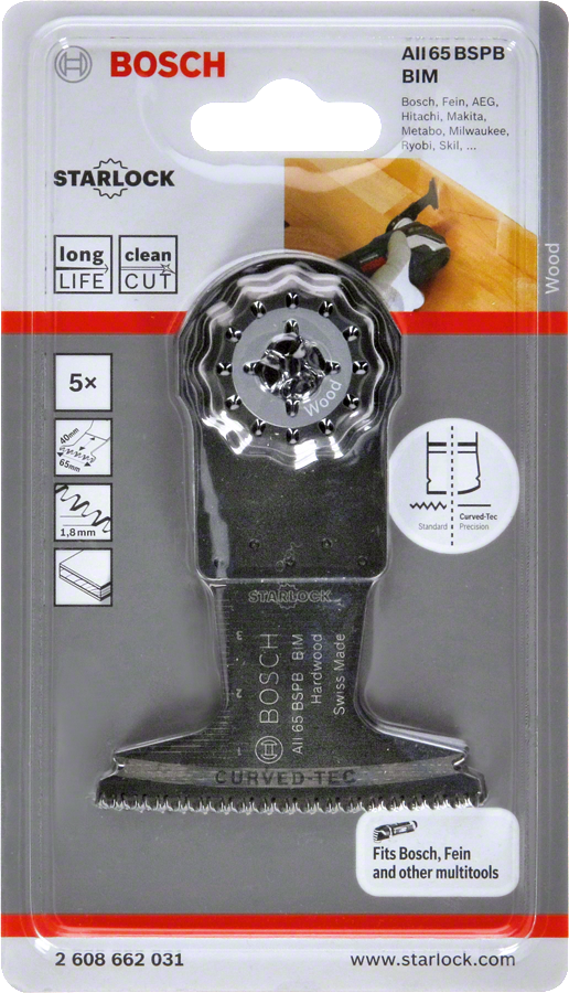 Bosch - Starlock - AII 65 BSPB - BIM Sert Ahşap İçin Daldırmalı Testere Bıçağı 5'li - Resim 2