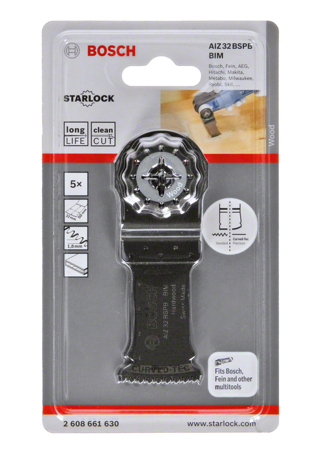 Bosch - Starlock - AIZ 32 BSPB - BIM Sert Ahşap İçin Daldırmalı Testere Bıçağı 5'li - Resim 2