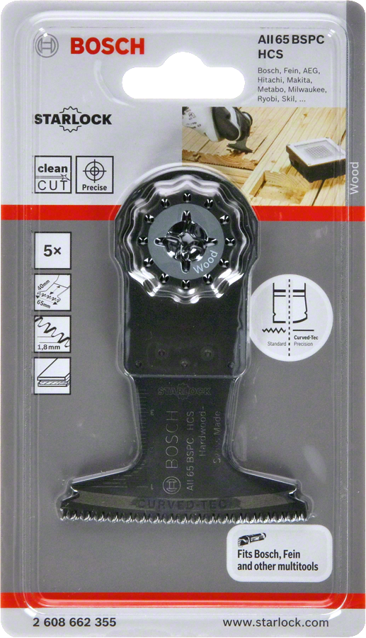 Bosch - Starlock - AII 65 BSPC - HCS Sert Ahşap İçin Daldırmalı Testere Bıçağı 5'li - Resim 2