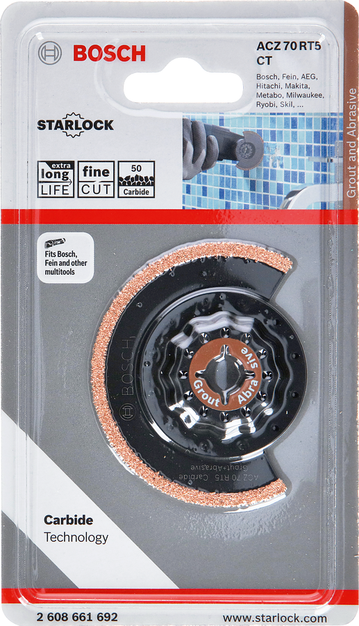 Bosch - Starlock - ACZ 70 RT5 - Carbide RIFF Zımpara Uçlu Dar Kesim Segman Testere Bıçağı 50 Kum Kalınlığı 1'li - Resim 2