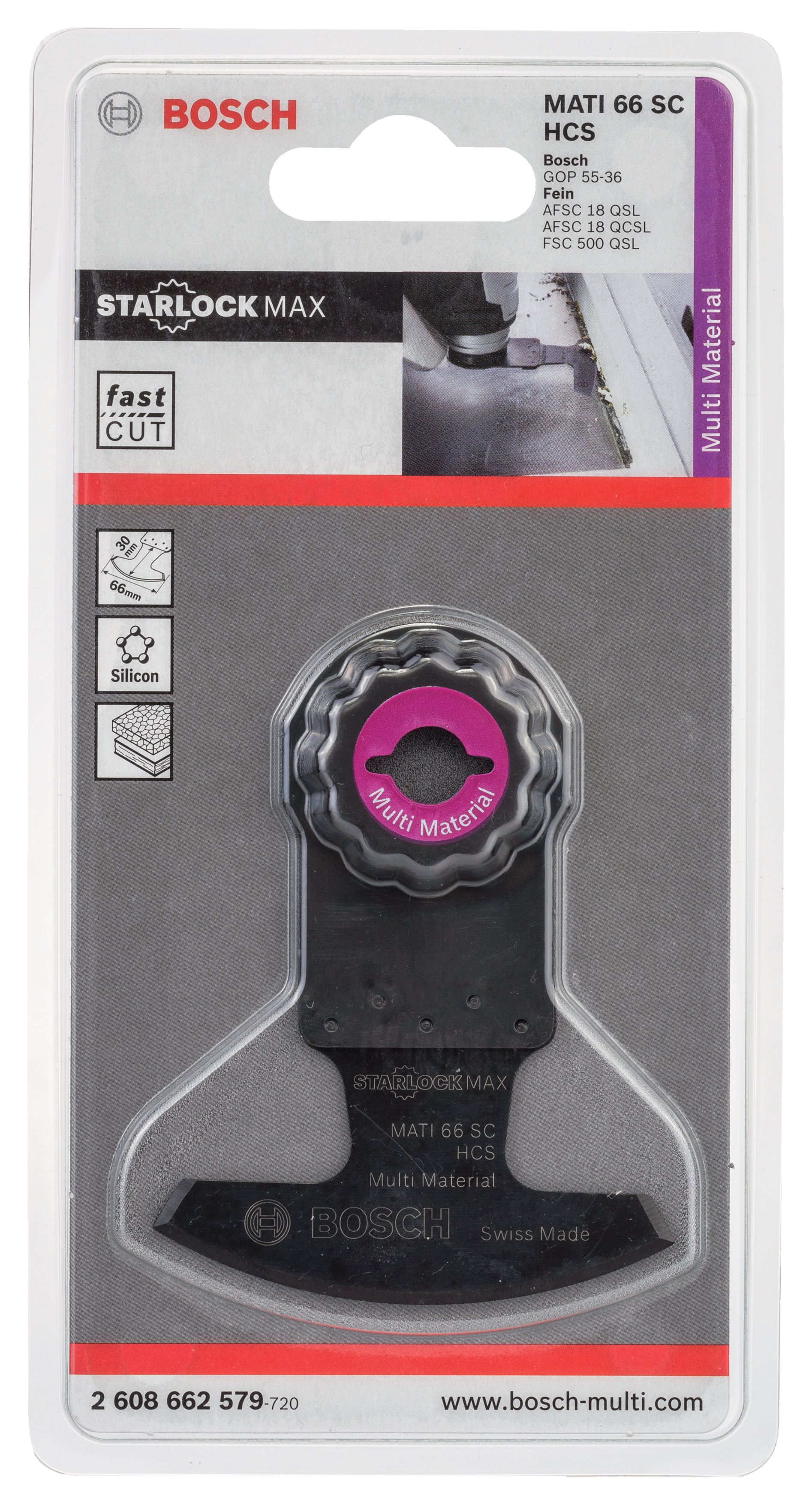 Bosch - Starlock Max - MATI 66 SC - HCS Üniversal Derz ve Macun Hızlı Kesim Segman Testere Bıçağı 1'li - Resim 2