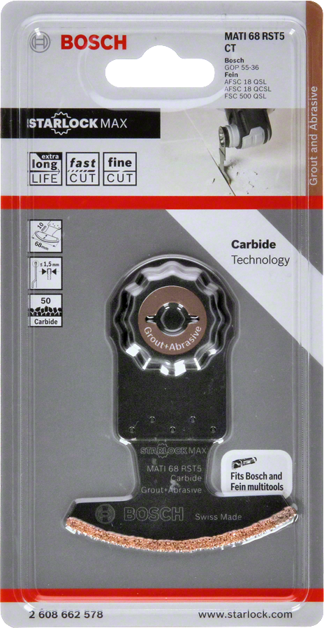 Bosch - Starlock Max - MATI 68 RST5 - Carbide RIFF Zımpara Uçlu Segman Testere Bıçağı 50 Kum Kalınlığı 1'li - Resim 2