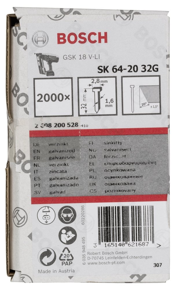 Bosch - Başsız Çivi 20ᵒ 32 mm Galvanizli 2000li - Resim 2