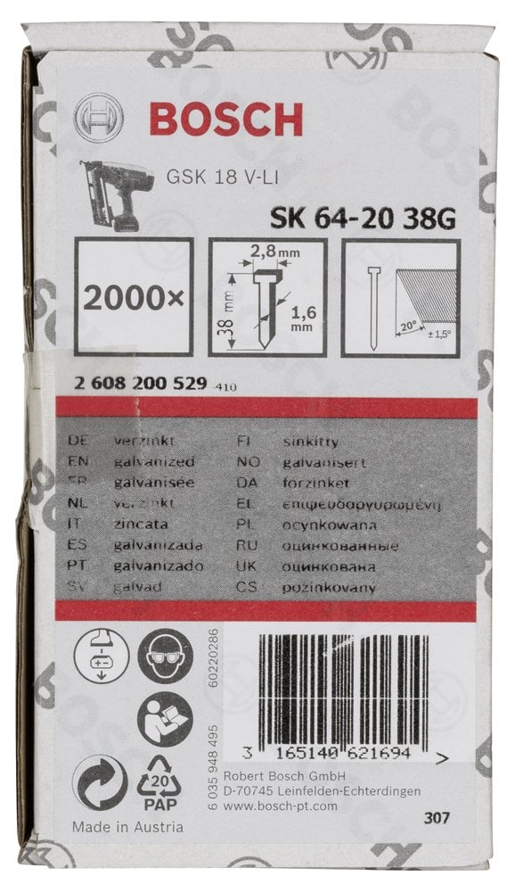 Bosch - Başsız Çivi 20ᵒ 38 mm Galvanizli 2000li - Resim 2