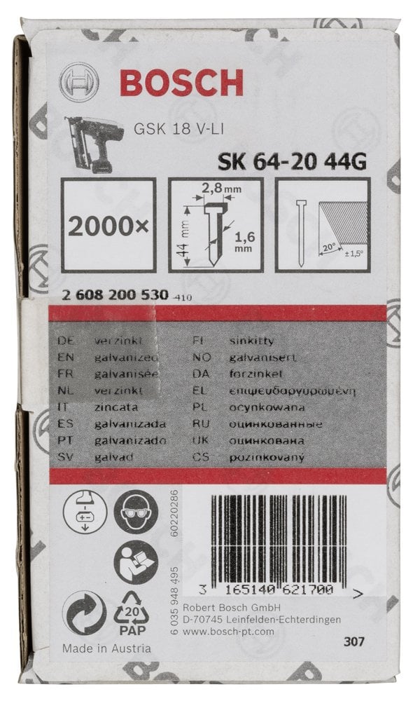 Bosch - Başsız Çivi 20ᵒ 44 mm Galvanizli 2000li - Resim 2