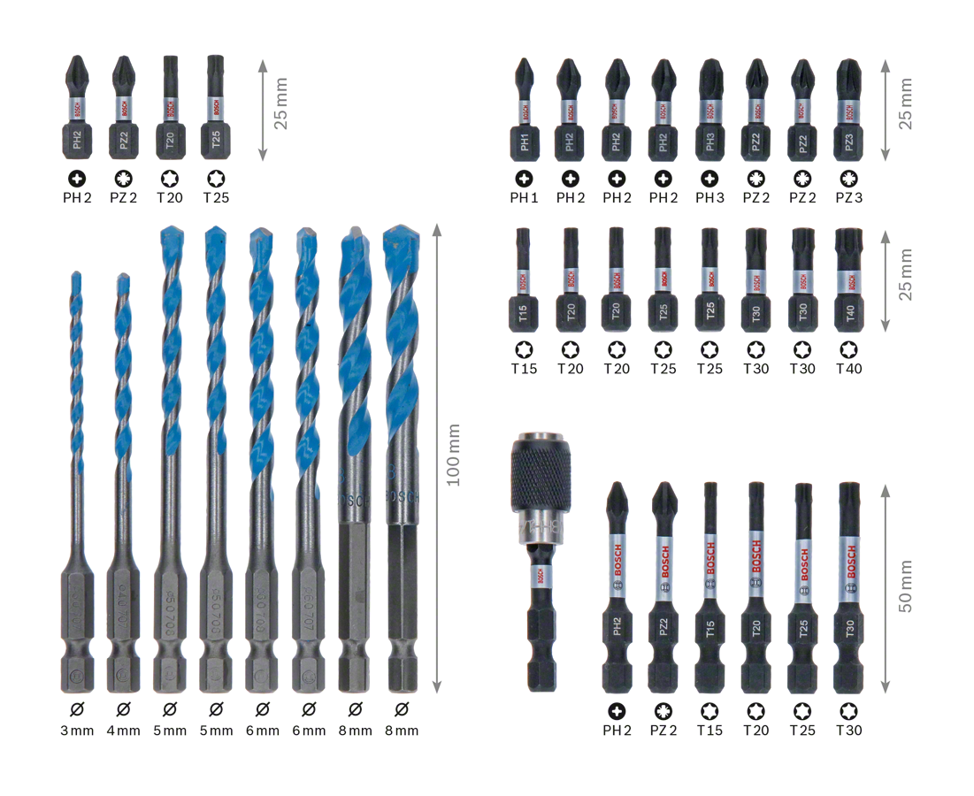 Bosch - Impact Control Serisi HEX-9 MC 35 Parça Karışık Set - Resim 3