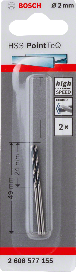 Bosch - HSS-PointeQ Metal Matkap Ucu 2,0 mm 2'li - Resim 2