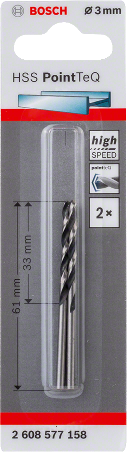 Bosch - HSS-PointeQ Metal Matkap Ucu 3,0 mm 2'li - Resim 2