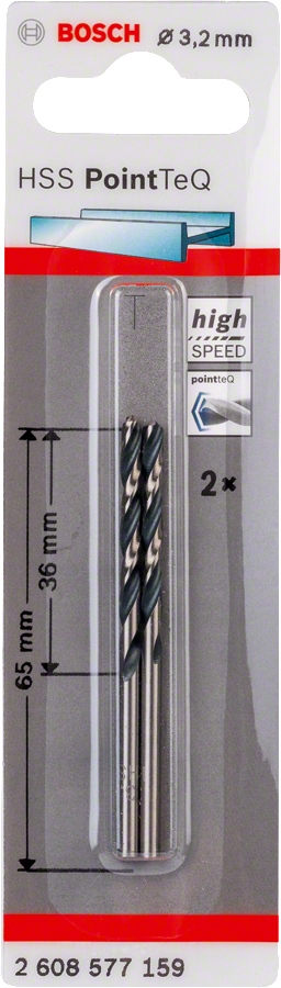 Bosch - HSS-PointeQ Metal Matkap Ucu 3,2 mm 2'li - Resim 2