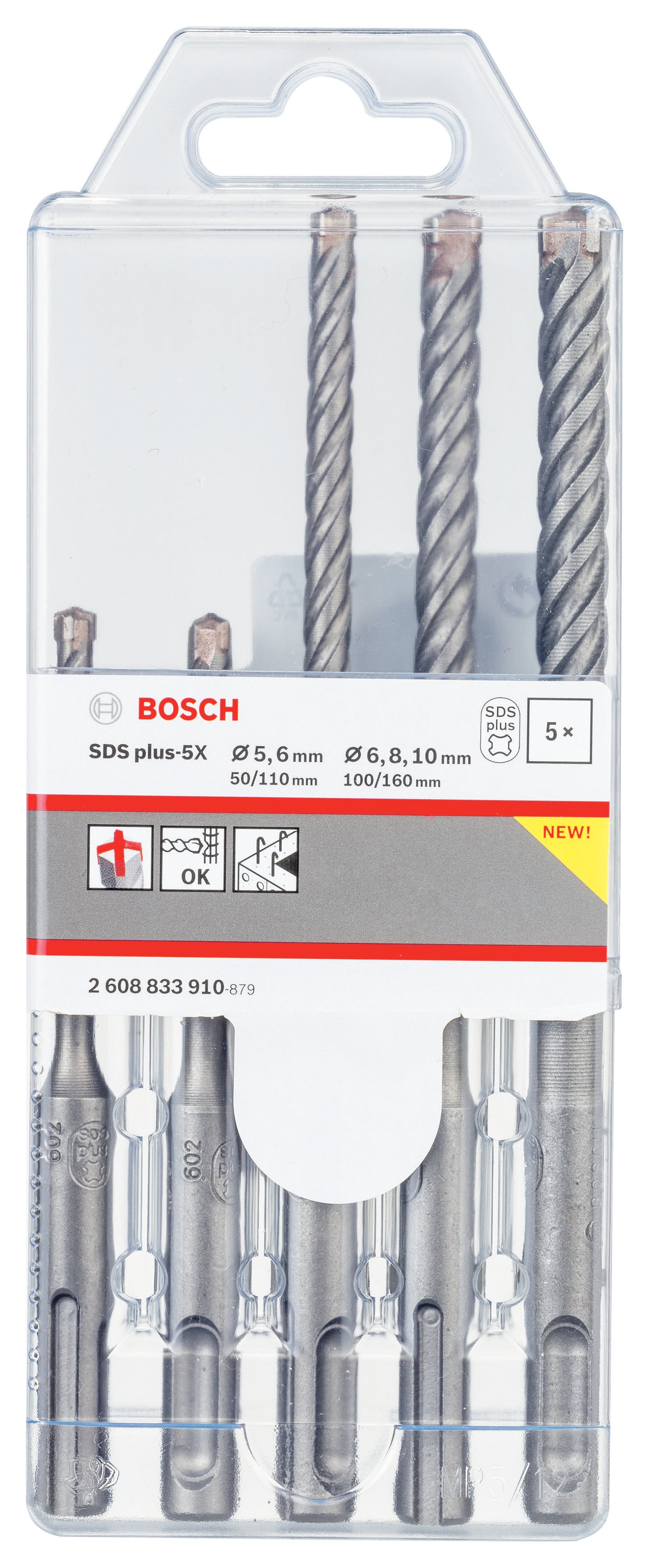 Bosch - SDS plus-5X Serisi Kırıcı Delici Matkap Ucu 5 Parça Set (5,6 x 110 mm, 6,8,10 x 160 mm) - Resim 2