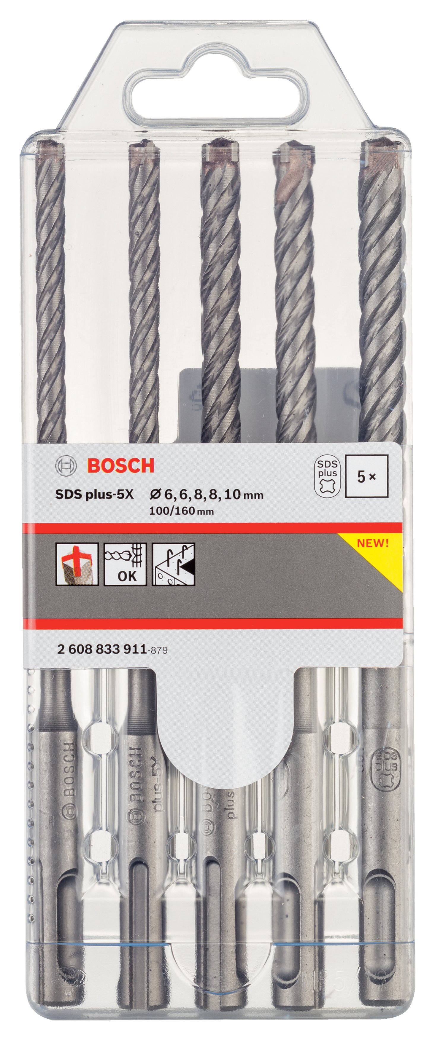 Bosch - SDS plus-5X Serisi Kırıcı Delici Matkap Ucu 5 Parça Set (6,6,8,8,10 x 160 mm) - Resim 2