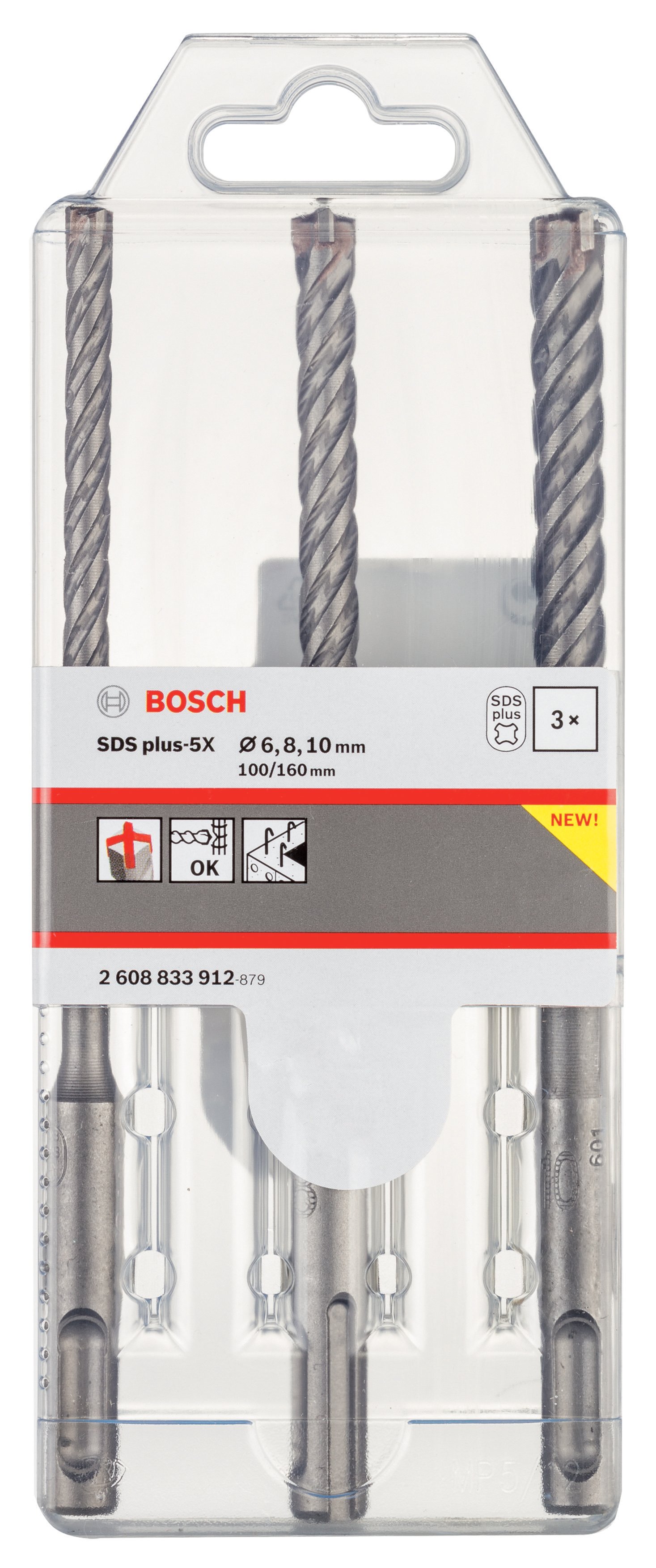 Bosch - SDS plus-5X Serisi Kırıcı Delici Matkap Ucu 3 Parça Set ( 6,8,10 x 160 mm) - Resim 2