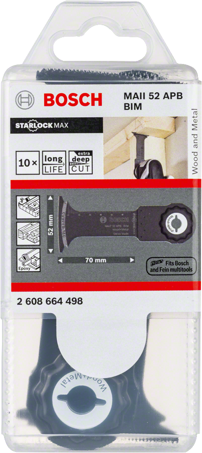 Bosch - Starlock Max - MAII 52 APB - BIM Ahşap ve Metal İçin Daldırmalı Testere Bıçağı 10'lu - Resim 2