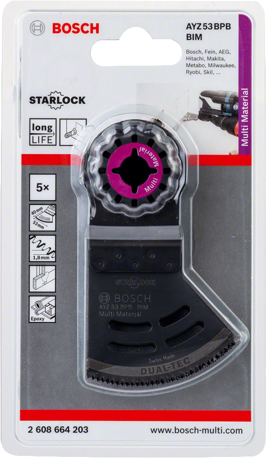 Bosch - Starlock - AYZ 53 BPB - BIM Çoklu Malzeme İçin Daldırmalı ve Yana Kesim Testere Bıçağı 5'li - Resim 2