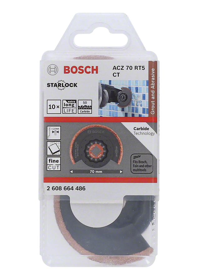 Bosch - Starlock - ACZ 70 RT5 - Carbide RIFF Zımpara Uçlu Dar Kesim Segman Testere Bıçağı 50 Kum Kalınlığı 10'lu - Resim 2