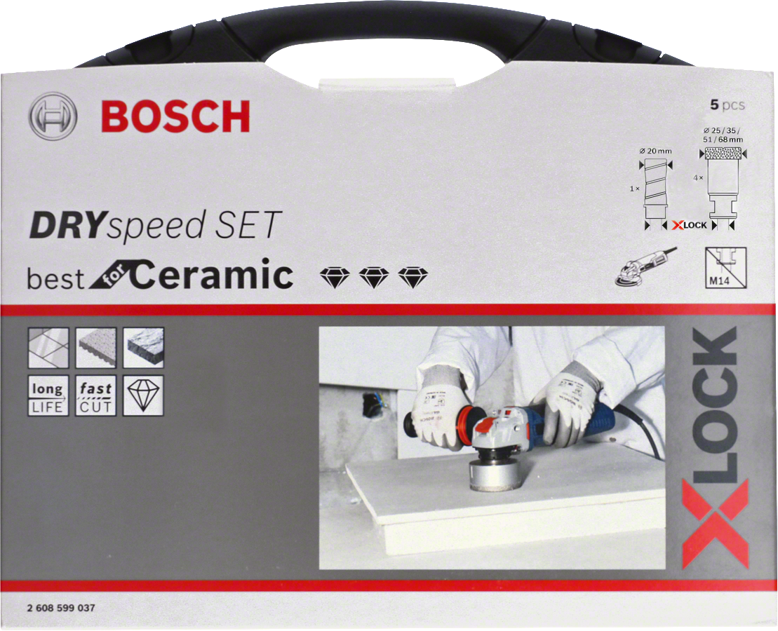 Bosch - X-LOCK - Best Serisi, Taşlama İçin Seramik Kuru Elmas Delici ve Elmas Parmak Freze Uçlu 5 Parça Set - Resim 2