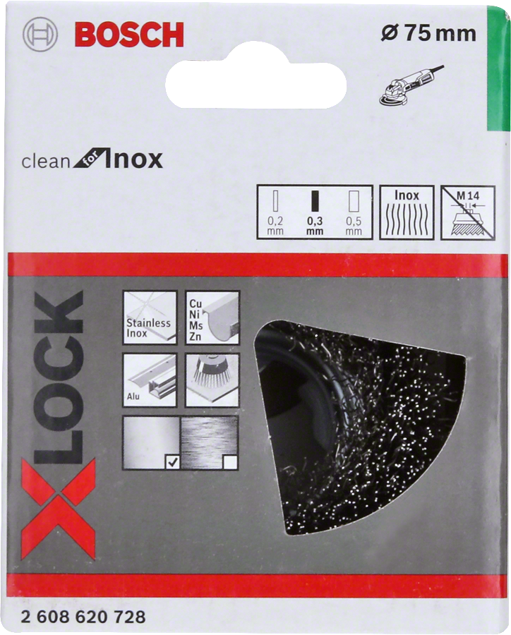 Bosch - X-LOCK - Clean Serisi Inox İçin Saçaklı Tel Fırça 75*0,3 mm - Resim 2