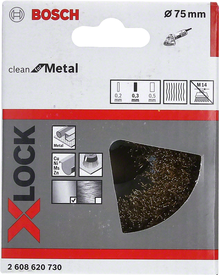 Bosch - X-LOCK - Clean Serisi Metal İçin Saçaklı Pirinç Tel Fırça 70*0,3 mm - Resim 2