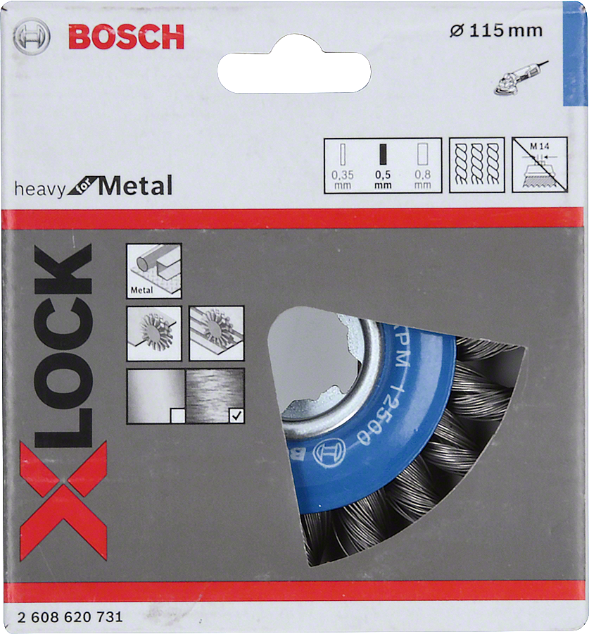Bosch - X-LOCK - Heavy Serisi Metal İçin Burgulu Yuvarlak Fırça 115*0,5 mm - Resim 2