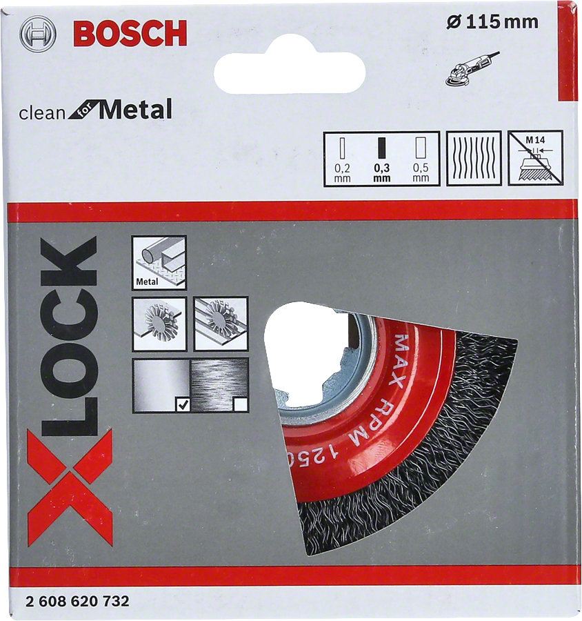 Bosch - X-LOCK - Clean Serisi Metal İçin Saçaklı Yuvarlak Fırça 115*0,3 mm - Resim 2